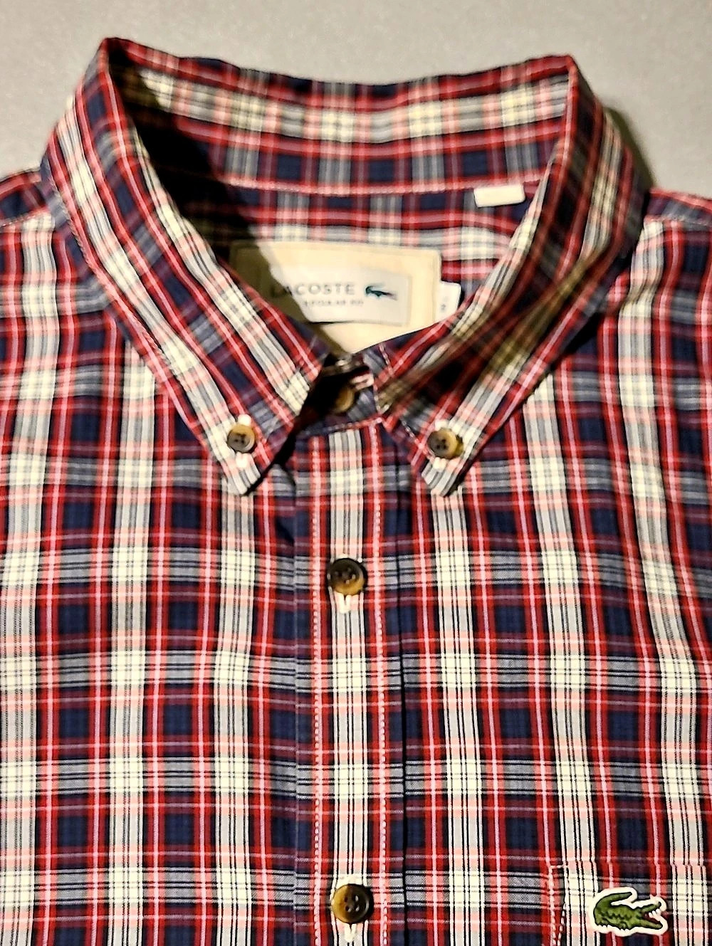 Lacoste Men'd Plaid Button Down Size Large Like New